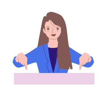 Confident women flat vector illustrations. Presentation woman, business lady and successful office worker. Girl hiring. Young people cartoon characters.