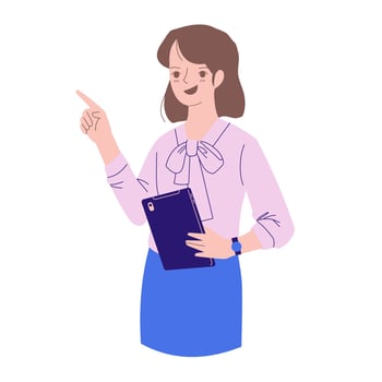 Confident women flat vector illustrations. Presentation woman, business lady and successful office worker. Girl hiring. Young people cartoon characters.