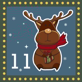 Christmas  advent calendar for kids. Vector Christmas illustration with christmas decorate.