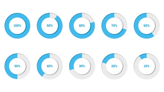 percentage infographics vector illustration in shape of flat circle ring