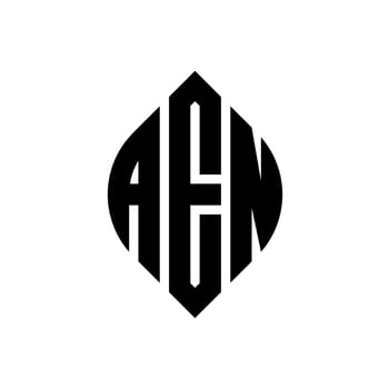AEN circle letter logo design with circle and ellipse shape. AEN ellipse letters with typographic style. The three initials form a circle logo. AEN Circle Emblem Abstract Monogram Letter Mark Vector. vector
