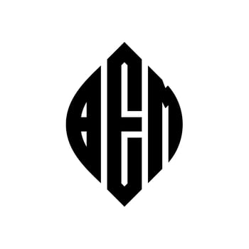 BEM circle letter logo design with circle and ellipse shape. BEM ellipse letters with typographic style. The three initials form a circle logo. BEM Circle Emblem Abstract Monogram Letter Mark Vector. vector