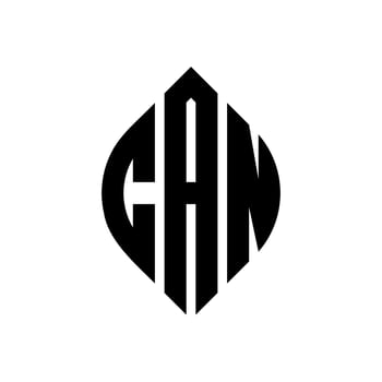 CAN circle letter logo design with circle and ellipse shape. CAN ellipse letters with typographic style. The three initials form a circle logo. CAN Circle Emblem Abstract Monogram Letter Mark Vector. vector