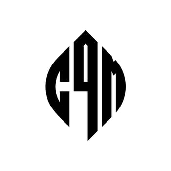 CQM circle letter logo design with circle and ellipse shape. CQM ellipse letters with typographic style. The three initials form a circle logo. CQM Circle Emblem Abstract Monogram Letter Mark Vector. vector