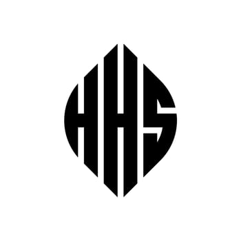 HHS circle letter logo design with circle and ellipse shape. HHS ellipse letters with typographic style. The three initials form a circle logo. HHS Circle Emblem Abstract Monogram Letter Mark Vector. vector