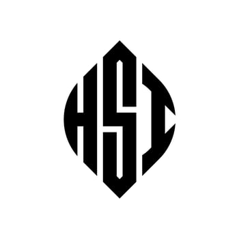 HSI circle letter logo design with circle and ellipse shape. HSI ellipse letters with typographic style. The three initials form a circle logo. HSI Circle Emblem Abstract Monogram Letter Mark Vector. vector