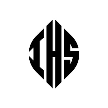 IHS circle letter logo design with circle and ellipse shape. IHS ellipse letters with typographic style. The three initials form a circle logo. IHS Circle Emblem Abstract Monogram Letter Mark Vector. vector