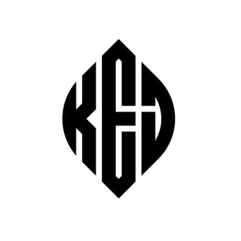 KEJ circle letter logo design with circle and ellipse shape. KEJ ellipse letters with typographic style. The three initials form a circle logo. KEJ Circle Emblem Abstract Monogram Letter Mark Vector. vector