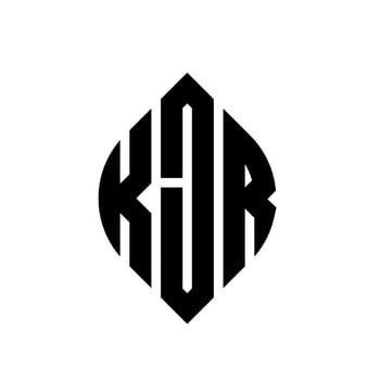 KJR circle letter logo design with circle and ellipse shape. KJR ellipse letters with typographic style. The three initials form a circle logo. KJR Circle Emblem Abstract Monogram Letter Mark Vector. vector