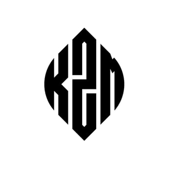 KZM circle letter logo design with circle and ellipse shape. KZM ellipse letters with typographic style. The three initials form a circle logo. KZM Circle Emblem Abstract Monogram Letter Mark Vector. vector