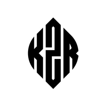 KZR circle letter logo design with circle and ellipse shape. KZR ellipse letters with typographic style. The three initials form a circle logo. KZR Circle Emblem Abstract Monogram Letter Mark Vector. vector