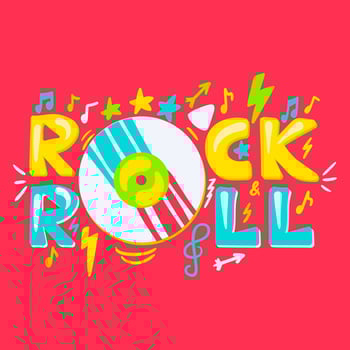 Rock N Roll cartoon vector lettering