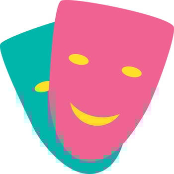 Symbol Comedy and Drama of Theater Two Mask Icon vector