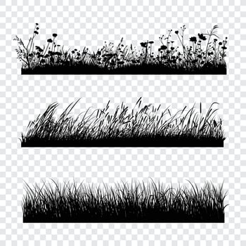 Grass Field Meadow Silhouette Set vector