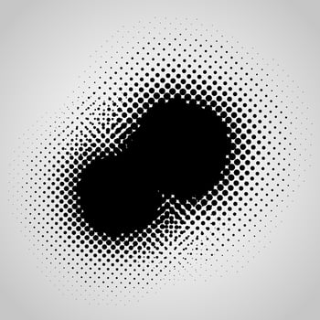 Halftone abstract vector black dots design element isolated on a white background.