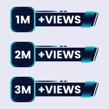 1 million to 3 million plus views celebration thumbnail design vector