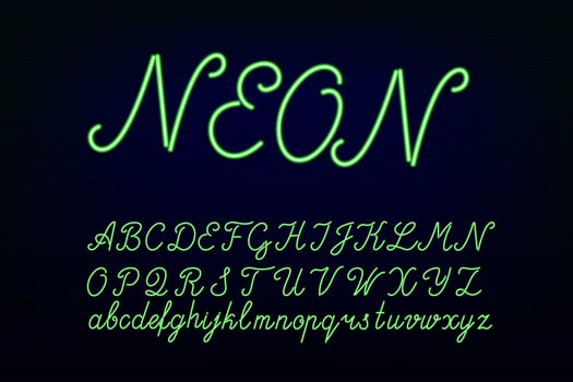 Green Neon alphabets vector