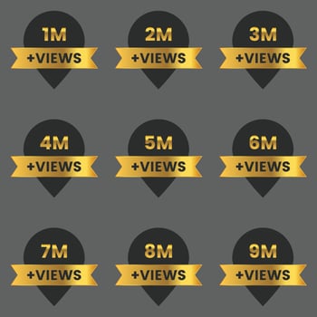 1 million to 9 million plus views celebration thumbnail design vector