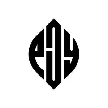 PJY circle letter logo design with circle and ellipse shape. PJY ellipse letters with typographic style. The three initials form a circle logo. PJY Circle Emblem Abstract Monogram Letter Mark Vector. vector