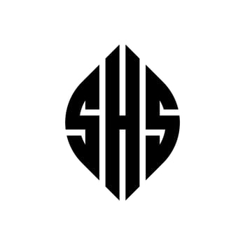 SHS circle letter logo design with circle and ellipse shape. SHS ellipse letters with typographic style. The three initials form a circle logo. SHS Circle Emblem Abstract Monogram Letter Mark Vector. vector