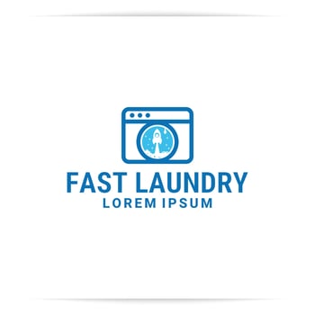 laundry rocket logo design vector, fast, boost. vector