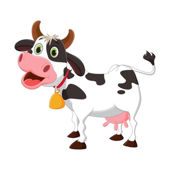 cute cow cartoon illustration vector