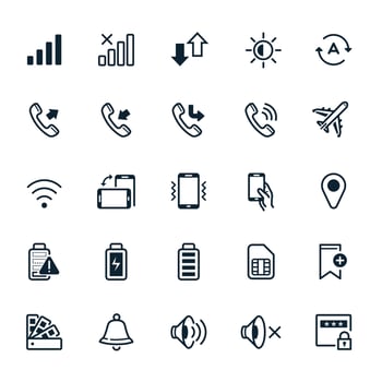 Notification icons for Mobile Phone and Application with White Background vector