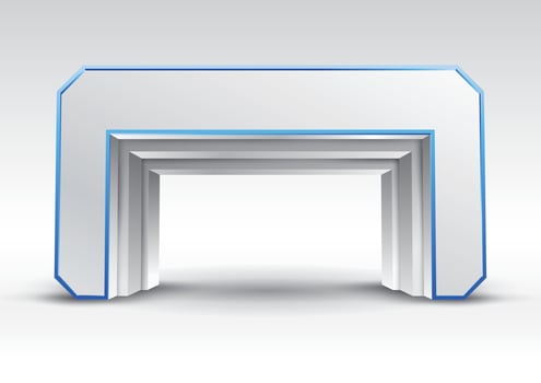3d blue gate entrance exhibition vector editable with modern style on isolated background