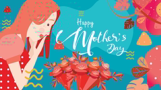 Happy mother day Child ad  mother play together vector