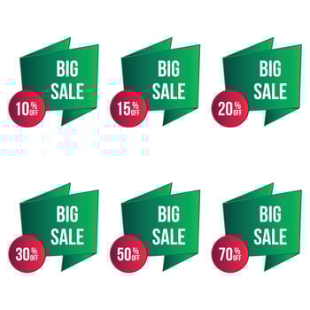 big sale offer banner designs different percent discount set vector