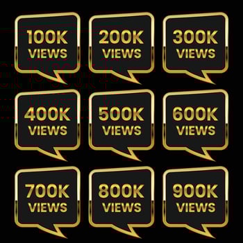 golden color 100k views 900k plus views celebration thumbnail design vector