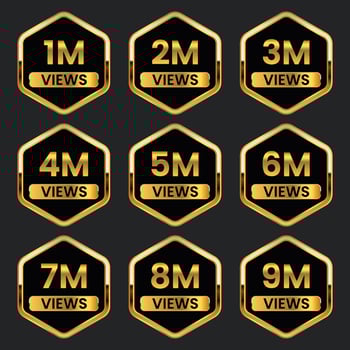 1 million to 9 million plus views celebration thumbnail design vector