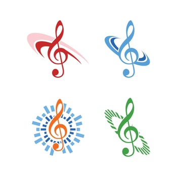 Music note icon. Music note logo vector design illustration. Music icon collection. Music notes simple sign.