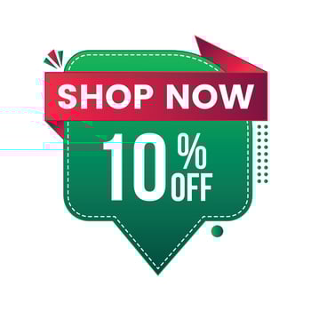 shop now ten percent off sale and discount offer banner design vector