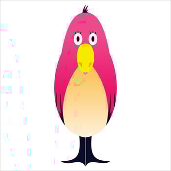 Simple pink color bird cartoon illustration vector