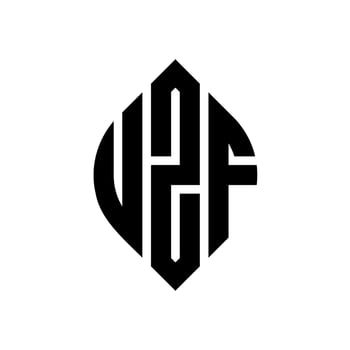 UZF circle letter logo design with circle and ellipse shape. UZF ellipse letters with typographic style. The three initials form a circle logo. UZF Circle Emblem Abstract Monogram Letter Mark Vector. vector
