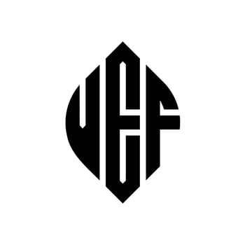 VEF circle letter logo design with circle and ellipse shape. VEF ellipse letters with typographic style. The three initials form a circle logo. VEF Circle Emblem Abstract Monogram Letter Mark Vector. vector