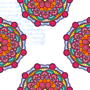 Coloring mandala border isolated on a white background, oriental ethnic boho element,  vintage arabic floral design, decorative indian doodle vector illustration.