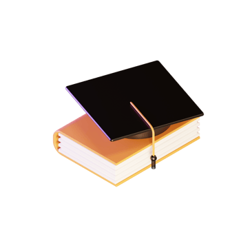 3D illustration object icon book and graduation hat png