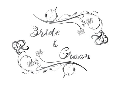 Bride and Groom Wedding Decoration Clip Art Illustration Isolated on White Background vector