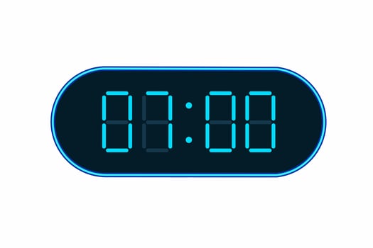 Vector flat illustration of a digital clock displaying 07.00 . Illustration of alarm with digital number design. Clock icon for hour, watch, alarm signs