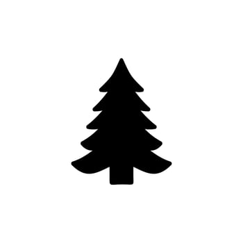 Silhouette flat icon, simple vector design with shadow. Symbol of fir-tree for illustration Christmas, new Year, Christmas tree bazaar and fair
