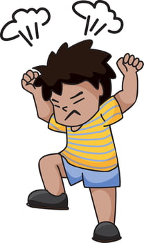 Angry Boy In Striped Shirt vector
