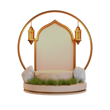 Islamic Ramadan Podium with 3d Lantern Illustration png