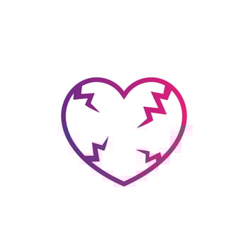 broken heart, heartbreak sign vector