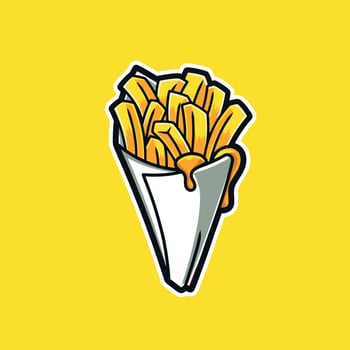 French Fries In Cone Logo Template vector
