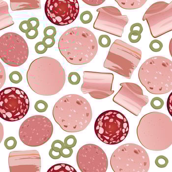 A pattern of different meat cuts. vector