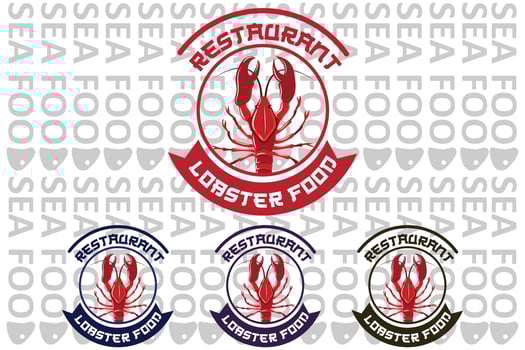 Vector Retro Logo Sea Animals Lobster,Seafood,Illustration Design Suitable for Sticker, Screen Printing, Banner, Restaurant Company