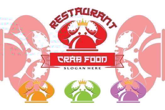 Red Crab Sea Animal Logo Vector, Seafood Making Ingredients, Illustration Design Suitable For Stickers, Screen Printing, Banners, Restaurant Companies vector
