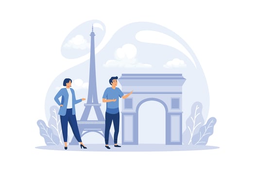 French culture and language lesson illustration vector